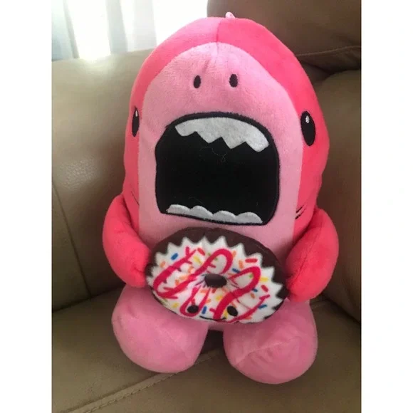 Scooby The‎ Shark Eating Donut Toy Stuffed Animal LARGE Pink Pillow Plush 10