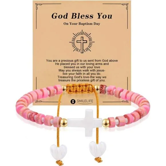 Cross Bracelet for Women, Girls & Boys - First Communion, Baptism & Christian