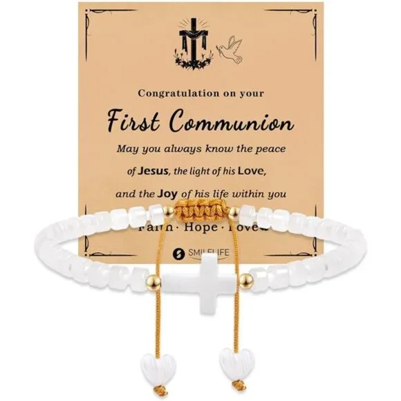 Cross Bracelet for Women, Girls & Boys - First Communion, Baptism & Christian