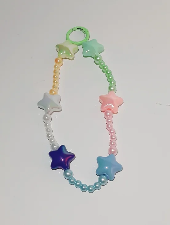 Star Bead Phone Charm Bag Charm - Pastel Multicolor