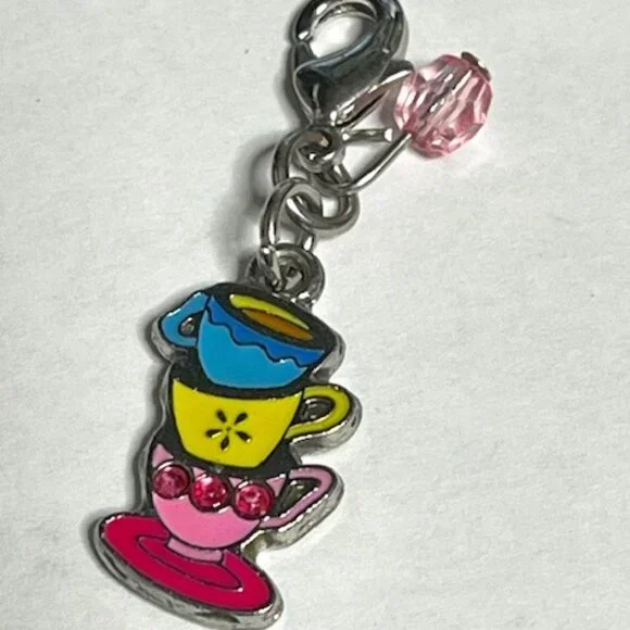 Disney Parks Dangle Charm Tea Cups Enamel Metal