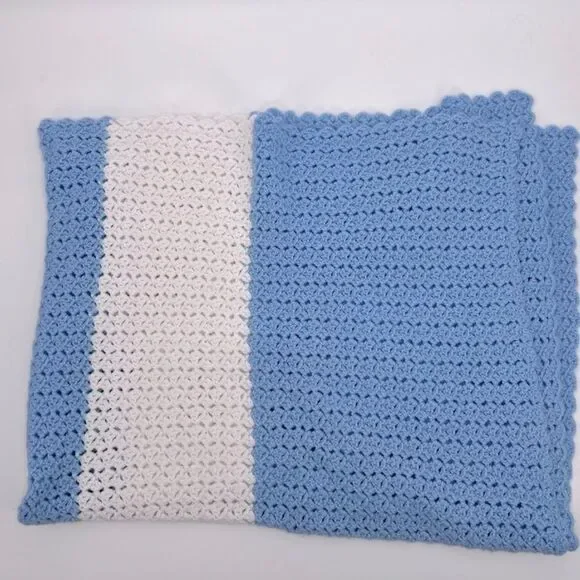 Hand Knit Crochet Throw Blanket 49.5