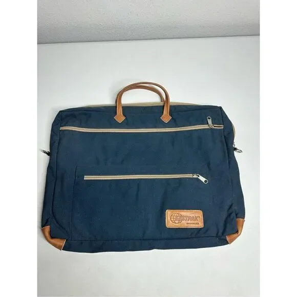 VTG 80s Eastpak Leather Trim Nylop Laptop Briefcase Carrier Attache USA Notes