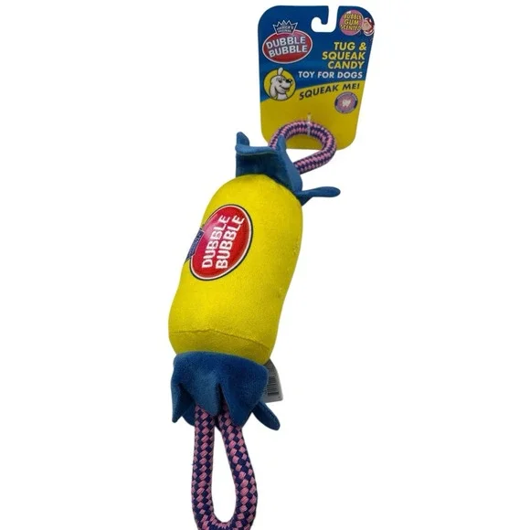 Dubble Bubble Dog Toy Interactive Squeaker Tug 16