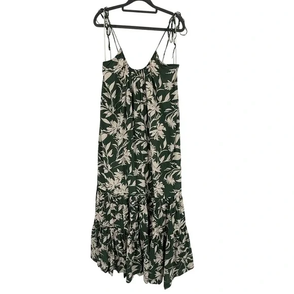 Abercrombie & Fitch Maxi Dress Womens LT Green Floral Excellent Tie Shoulder