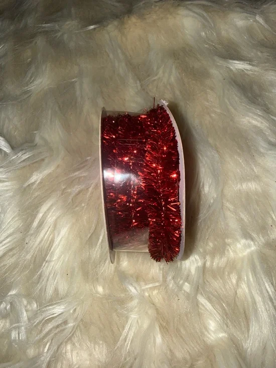Red Tinsel Garland Ribbon Spool. 5 for $25 bundle and save
