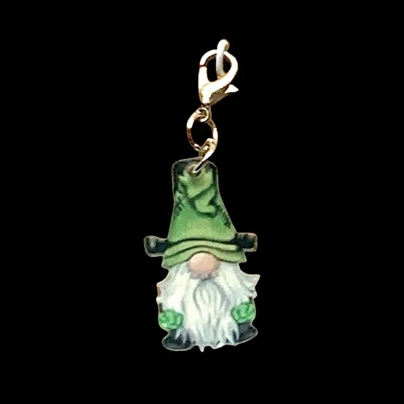 Green Gnome St Patrick’s Day Keychain, Bag, Backpack, and etc., Charm.