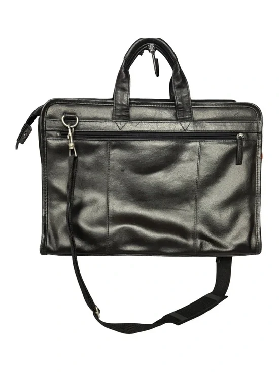 Vintage Pelle Studio Wilsons Black Leather Briefcase Messenger Laptop Bag 16x12