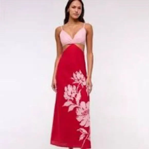 Abercrombie & Fitch Julia Slip Cutout Maxi Dress.