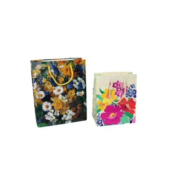 2 Vintage Floral Gift Bags – 1990s/2000s – Reusable, Used Condition