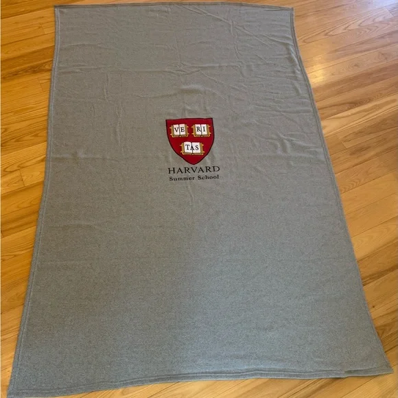 Harvard University Summer School Logo Brands Gray Fleece Blanket