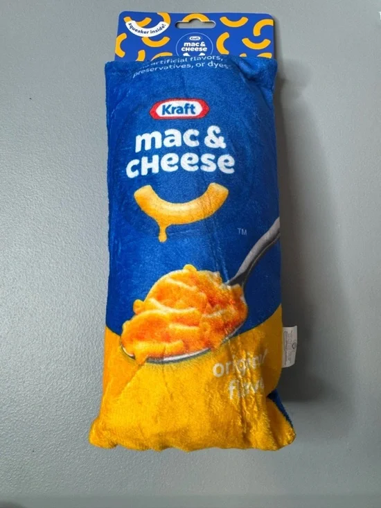 Kraft Mac & Cheese Plush Toy Pillow - Blue & Yellow with squeaker