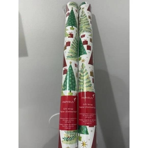 2 Papyrus Gift‎ Wrapping Rolls Paper Presents Christmas Tree