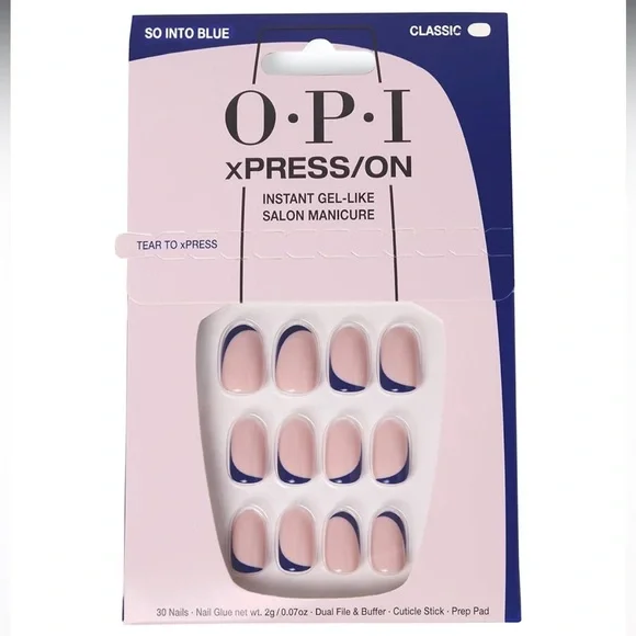 NWT OPI xPRESS/ON Press on Nails in SO INTO BLUE