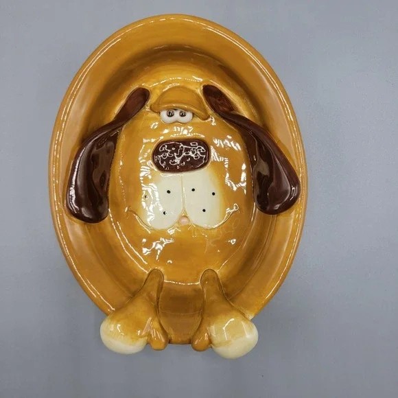Douglas Dog 3D Trinket Dish Soap Dish Russ Berrie Design Brown Floppy Ears