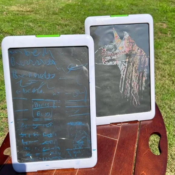 Set of 2 LCD Writing Art Tablet Set - White Frame Black Lighted Like New ❤️
