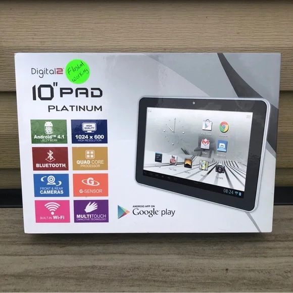 Digital2 10” Pad Platinum Android QuadCore Silver Tablet Model D2-1061G-MS FPOR