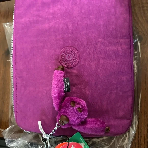 Kipling Purple Tablet Sleeve with Monkey Keychain