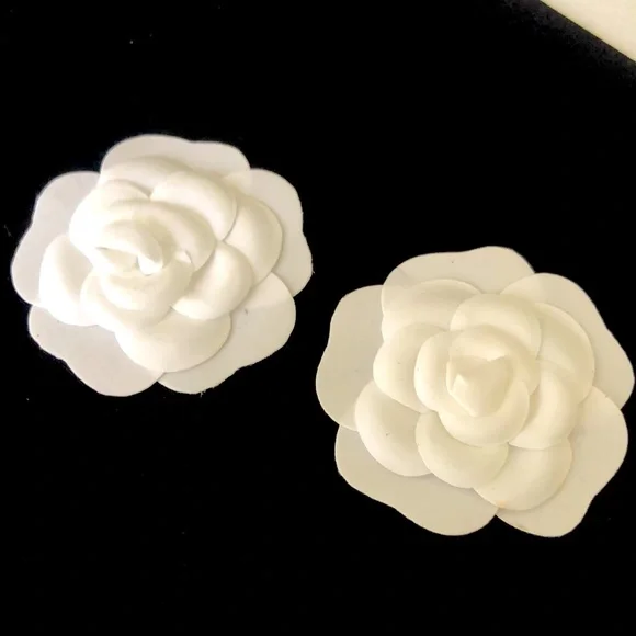 2 camellia white flower stickers for gift wrapping
