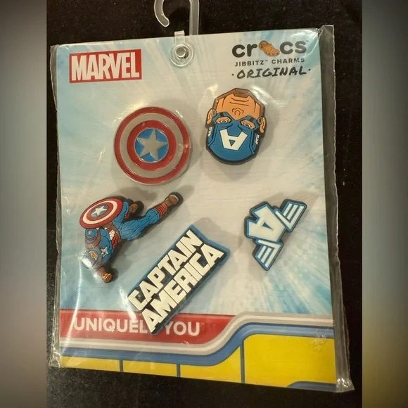 CROCS Marvel Captain America Jibbitz Charms - Blue and Red
