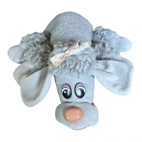 Pound Puppies Furries Gray Poodle‎ With Bow Tonka Vintage Plush Dog