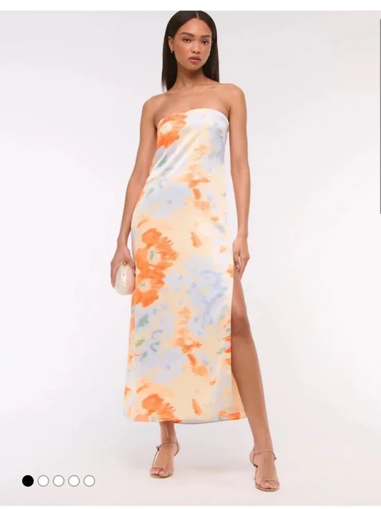 NWT Abercrombie & Fitch Blue Strapless Floral Maxi Dress Size S