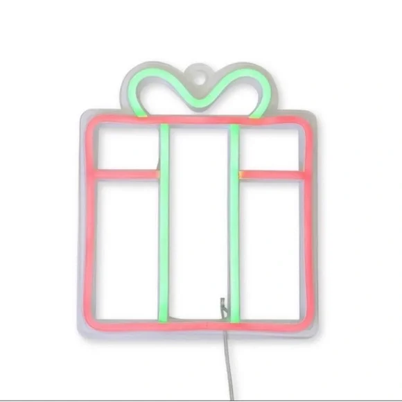 Hanging LED Faux Neon Red Green Present Gift Sign Target Bullseye Playground