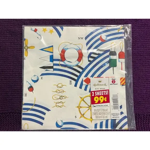 Hallmark wrapping paper nautical 1980s