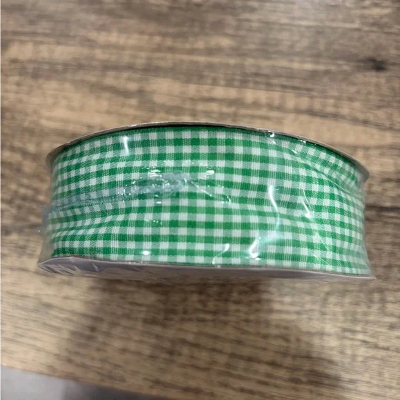 Green Gingham Ribbon for Home Party Supplies and crafting