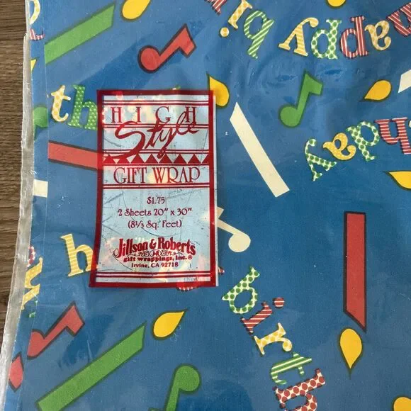 Vintage High Style Gift Wrap Paper Jillian & Roberts 2 Sheets 20x30, NEW