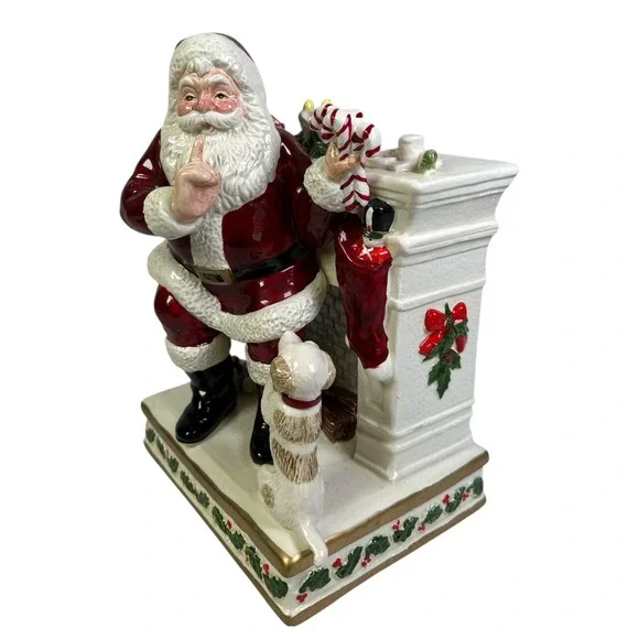 Enesco Corporation Here's Comes Santa With Dog Music Box Design Rusynyk Otagiri