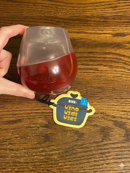 Bark Vino Vidi Vici Dog Toy Red & Clear Large