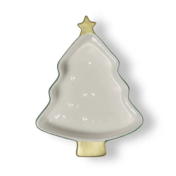 Target 🎯 Ceramic Bakeware Christmas Tree Shaped Dish - Green with Gold Star