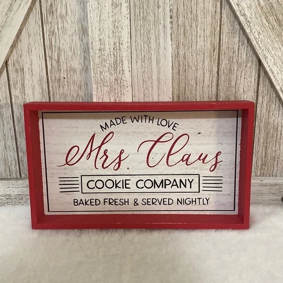 Target BP 2019 Christmas Red and White Tabletop Mrs. Claus Cookie Company Sign