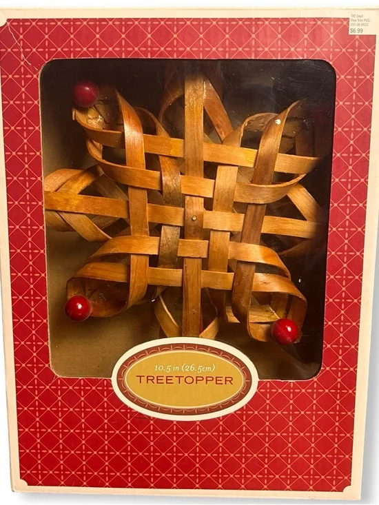 Vintage 2003 Target Wood Snowflake Tree Topper Christmas Holiday Decor 10.5”