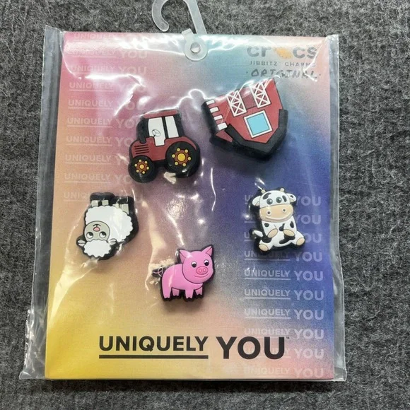 New Authentic Crocs Jibbitz 5-Pack Charms Set -Cutesey Farm Animal 5 Pack