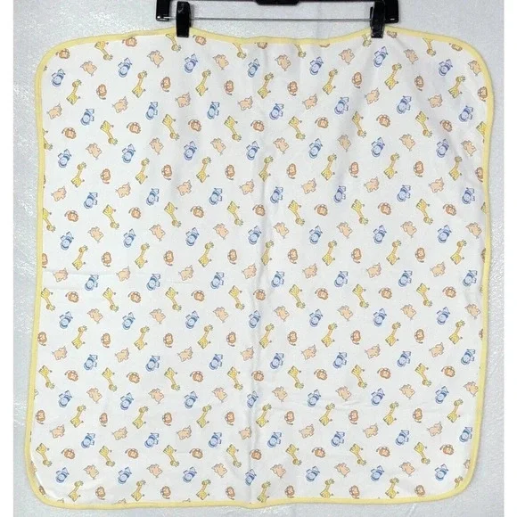 Laura Ashley Organic Baby Receiving Blanket Jungle Farm Animals Yellow White