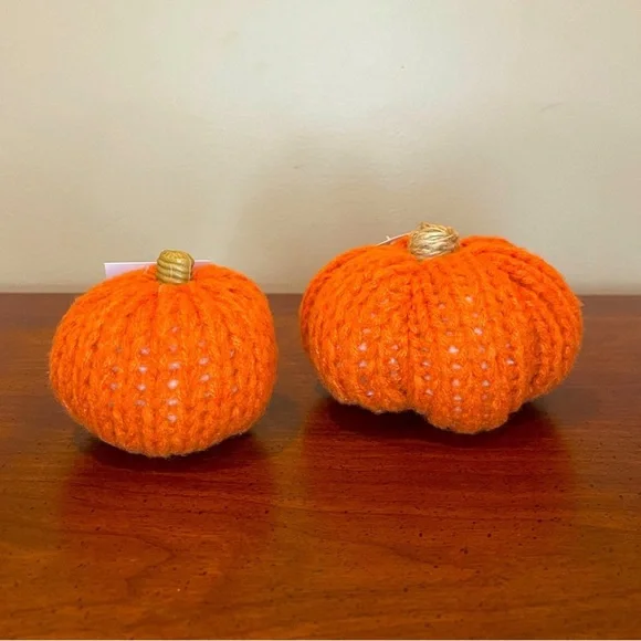 NWT Target Bullseye Playground Thanksgiving Fall Set of 2 Sweater Knit Pumpkins