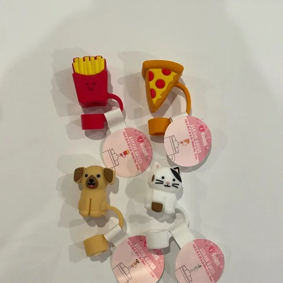 New Target Bullseye Playground 2025 Day Straw Toppers - 4pk Fries Pizza Dog Cat