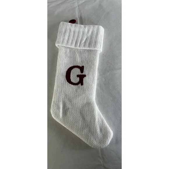 Wondershop Monogram Christmas Stocking Letter G Initial White Knit Target Lined
