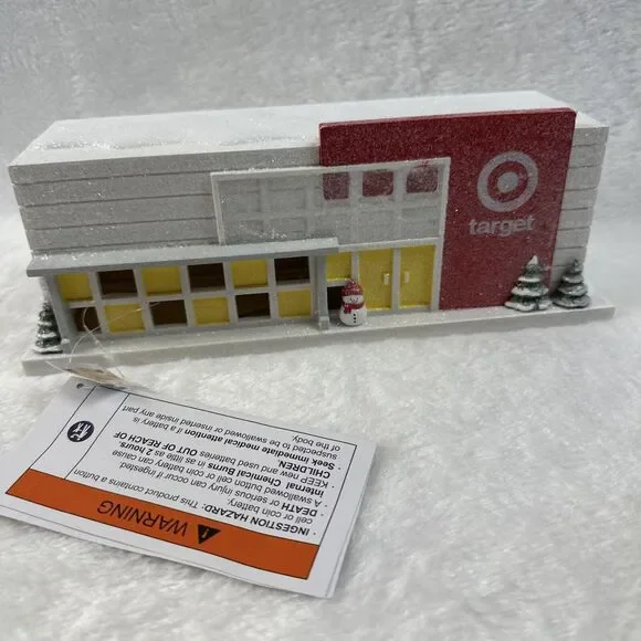 2023 New Target Store Lighted Building Snowy Glitter Christmas Village‎ NWT