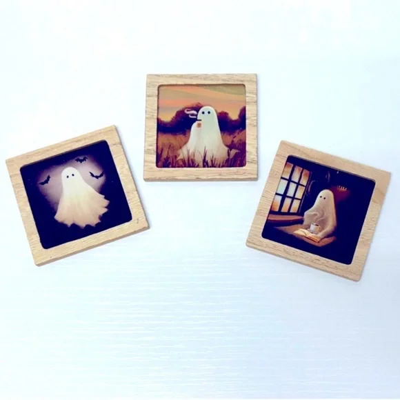 3 for $15 SALE Target Bullseye Playground Full Set of 3 Ghost Art Wooden Magnets