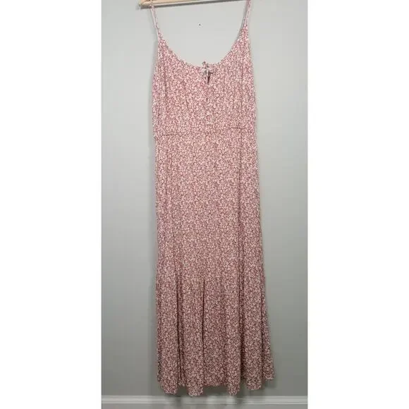 Abercrombie & Fitch Womens XLT Floral Spaghetti Strap Tiered Maxi Dress