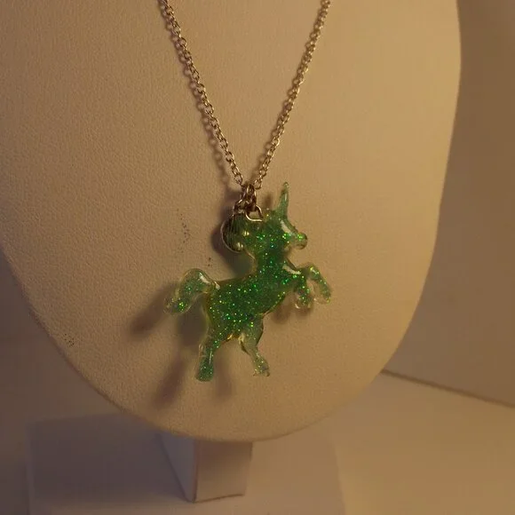 Sparkle Green Unicorn Pendant Necklace for BFF