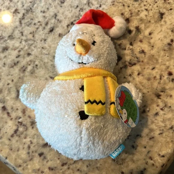Bark Snowman Dog Toy - Red, Yellow, White