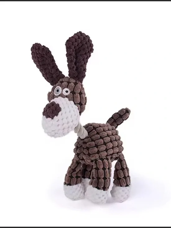 Plush Textured Brown & White Donkey Toy