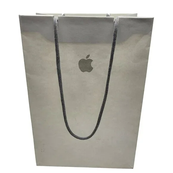 Apple Store Shopping Bag Gift Bag 11X8X5 White Grey Paper Reusable