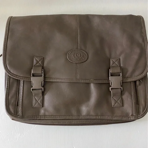 Laptop Messenger Bag Brown handheld Shoulder-straps Pockets Zip Career School