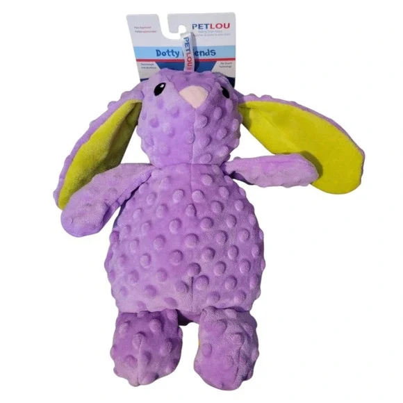 PETLOU Dotty Friends Purple Rabbit Dog Toy Rip Guard Technology‎