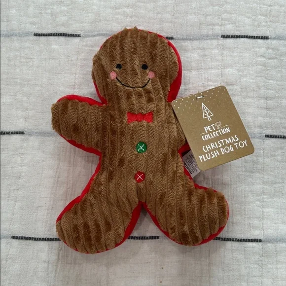 Gingerbread Christmas Squeaky Plush Dog Toy